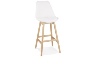 BS06160WHNA 5404028336762 Tabouret de bar SANDRA en tissu bouloché blanc style scandinave