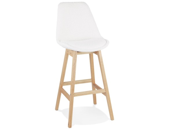 BS06160WHNA 5404028336762 Tabouret de bar SANDRA en tissu bouloché blanc style scandinave