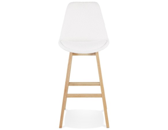 Tabouret de bar SANDRA en tissu bouloché blanc style scandinave