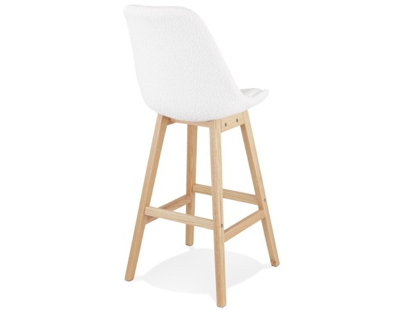 Tabouret de bar SANDRA en tissu bouloché blanc style scandinave