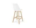 Tabouret de bar SANDRA en tissu bouloché blanc style scandinave