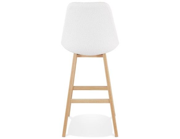 Tabouret de bar SANDRA en tissu bouloché blanc style scandinave