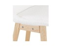 Tabouret de bar SANDRA en tissu bouloché blanc style scandinave