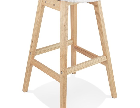 Tabouret de bar SANDRA en tissu bouloché blanc style scandinave