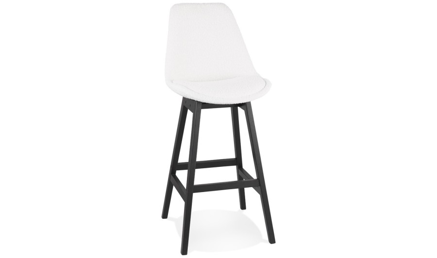 BS06180WHBL 5404028336809 Tabouret de bar SANDRA en tissu bouloché blanc et pied en bois noir BS06180WHBL 5404028336809 Tabouret de bar SANDRA en tissu bouloché blanc et pied en bois noir