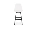 Tabouret de bar SANDRA en tissu bouloché blanc et pied en bois noir