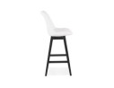 Tabouret de bar SANDRA en tissu bouloché blanc et pied en bois noir