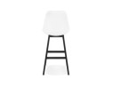 Tabouret de bar SANDRA en tissu bouloché blanc et pied en bois noir