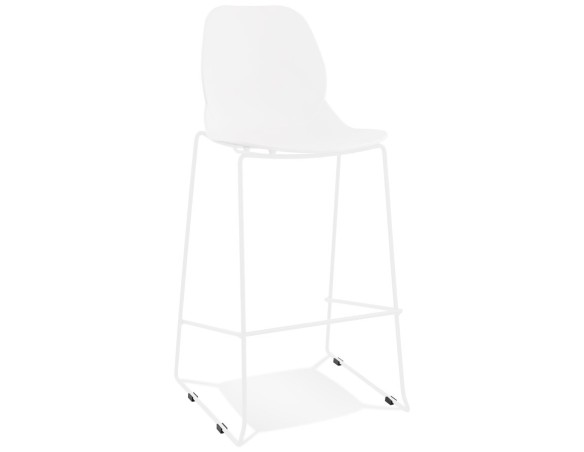 BS06080WHWH 5404028332580 Tabouret de bar design empilable BERLIN blanc avec pied en métal blanc