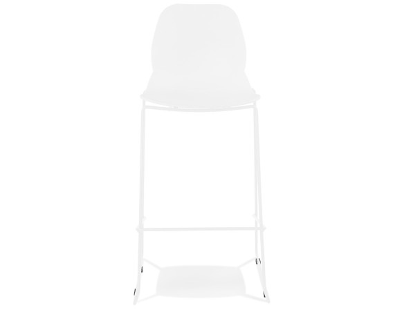 Tabouret de bar design empilable BERLIN blanc avec pied en métal blanc