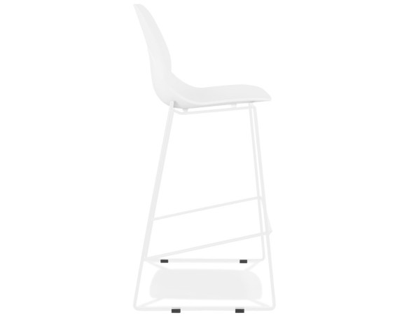Tabouret de bar design empilable BERLIN blanc avec pied en métal blanc
