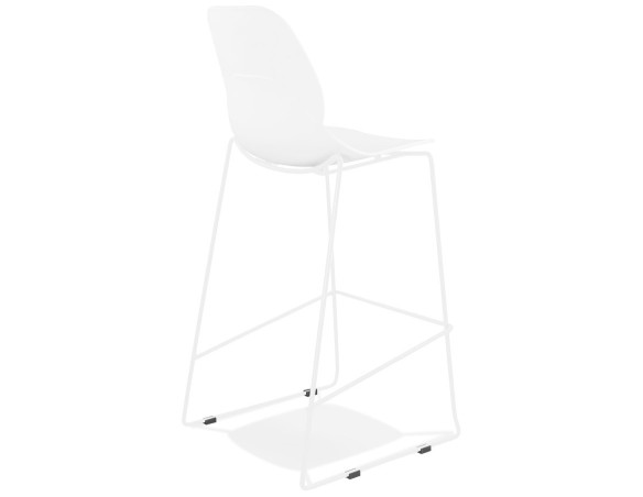 Tabouret de bar design empilable BERLIN blanc avec pied en métal blanc