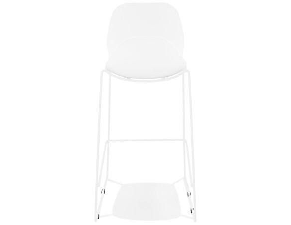 Tabouret de bar design empilable BERLIN blanc avec pied en métal blanc