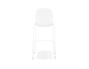 Tabouret de bar design empilable BERLIN blanc avec pied en métal blanc