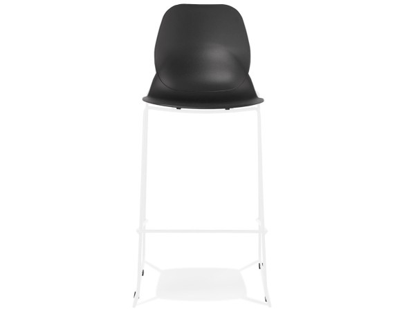 Tabouret de bar design empilable BERLIN noir avec pied en métal blanc