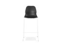 Tabouret de bar design empilable BERLIN noir avec pied en métal blanc