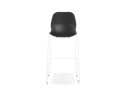 Tabouret de bar design empilable BERLIN noir avec pied en métal blanc