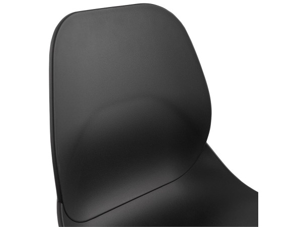 Tabouret de bar design empilable BERLIN noir avec pied en métal blanc