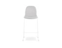 Tabouret de bar empilable FAKIR en tissu gris clair et pied en métal blanc