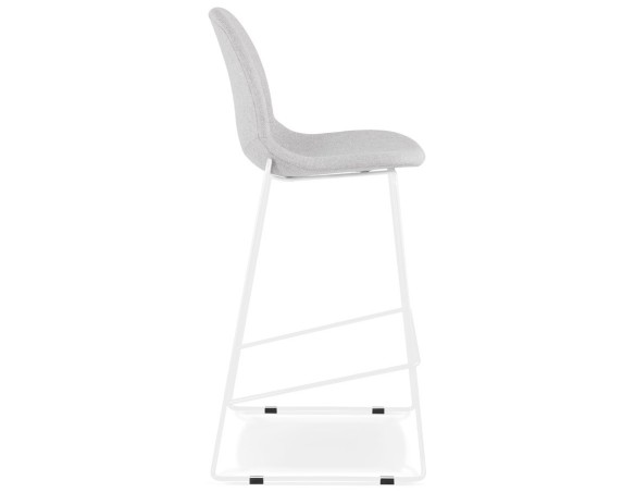 Tabouret de bar empilable FAKIR en tissu gris clair et pied en métal blanc