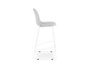 Tabouret de bar empilable FAKIR en tissu gris clair et pied en métal blanc