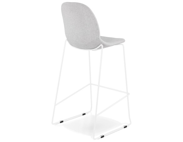 Tabouret de bar empilable FAKIR en tissu gris clair et pied en métal blanc