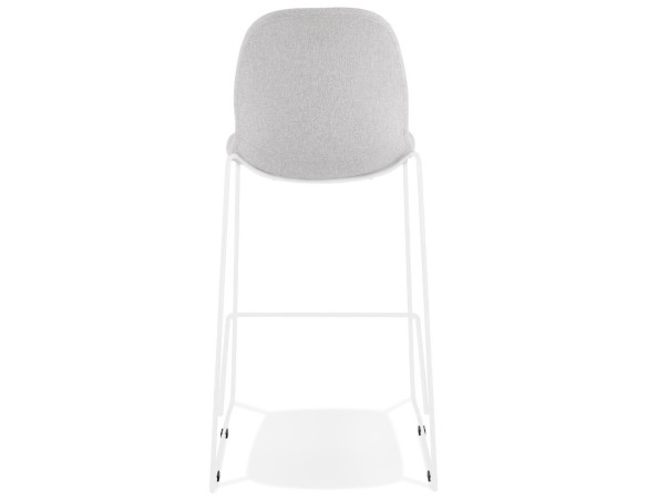 Tabouret de bar empilable FAKIR en tissu gris clair et pied en métal blanc
