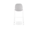 Tabouret de bar empilable FAKIR en tissu gris clair et pied en métal blanc