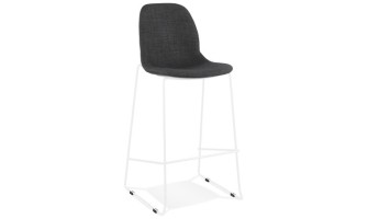 BS06140DGWH 5404028332702 Tabouret de bar empilable FAKIR en tissu gris foncé et pied en métal blanc