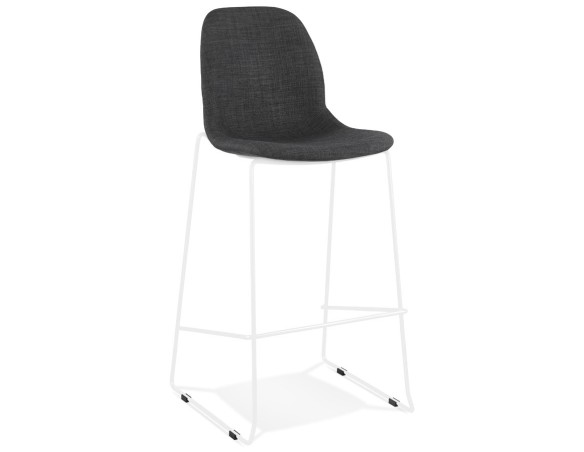BS06140DGWH 5404028332702 Tabouret de bar empilable FAKIR en tissu gris foncé et pied en métal blanc