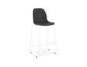 BS06140DGWH 5404028332702 Tabouret de bar empilable FAKIR en tissu gris foncé et pied en métal blanc