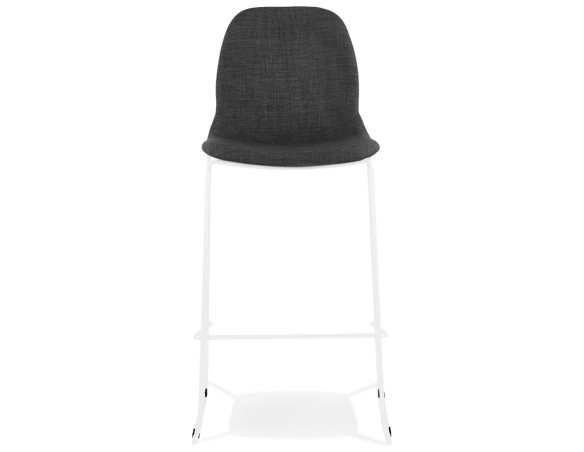 Tabouret de bar empilable FAKIR en tissu gris foncé et pied en métal blanc