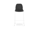 Tabouret de bar empilable FAKIR en tissu gris foncé et pied en métal blanc