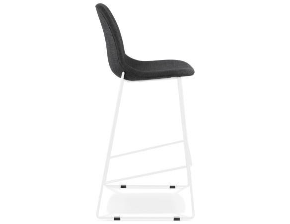 Tabouret de bar empilable FAKIR en tissu gris foncé et pied en métal blanc