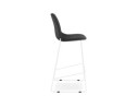 Tabouret de bar empilable FAKIR en tissu gris foncé et pied en métal blanc