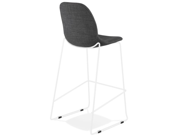 Tabouret de bar empilable FAKIR en tissu gris foncé et pied en métal blanc