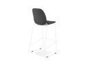 Tabouret de bar empilable FAKIR en tissu gris foncé et pied en métal blanc