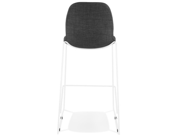 Tabouret de bar empilable FAKIR en tissu gris foncé et pied en métal blanc