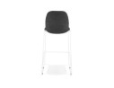 Tabouret de bar empilable FAKIR en tissu gris foncé et pied en métal blanc