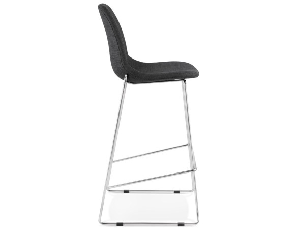 Tabouret de bar empilable FAKIR en tissu gris foncé et pied en métal chromé