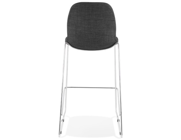 Tabouret de bar empilable FAKIR en tissu gris foncé et pied en métal chromé