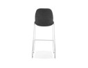 Tabouret de bar empilable FAKIR en tissu gris foncé et pied en métal chromé