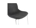 Tabouret de bar empilable FAKIR en tissu gris foncé et pied en métal chromé
