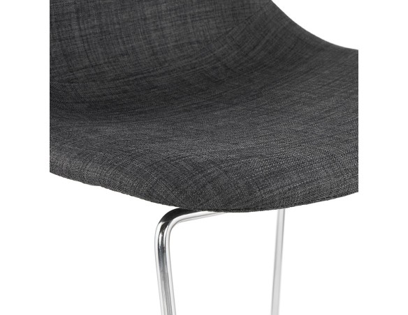 Tabouret de bar empilable FAKIR en tissu gris foncé et pied en métal chromé