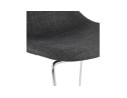 Tabouret de bar empilable FAKIR en tissu gris foncé et pied en métal chromé