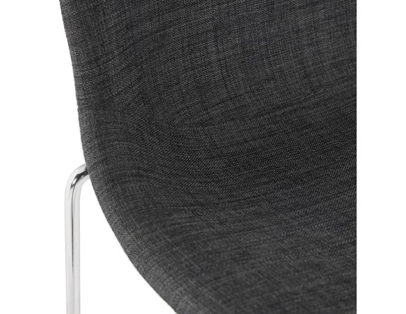 Tabouret de bar empilable FAKIR en tissu gris foncé et pied en métal chromé