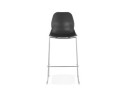 Tabouret de bar design empilable BERLIN noir avec pied en métal chromé