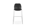 Tabouret de bar design empilable BERLIN noir avec pied en métal chromé
