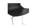 Tabouret de bar design empilable BERLIN noir avec pied en métal chromé