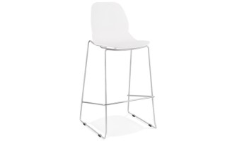 BS02620WHCH 5420072069883 Tabouret de bar design empilable BERLIN blanc avec pied en métal chromé
